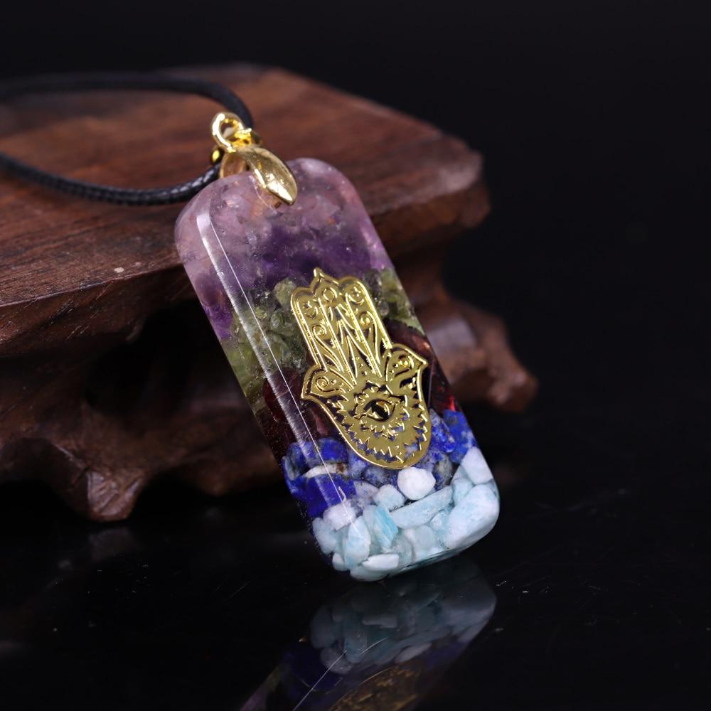 Handmade Hamsa Hand 'GOOD FORTUNE' ORGONITE Pendant