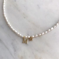 Thumbnail for Freshwater Pearls & Natural Stone Initial Necklace