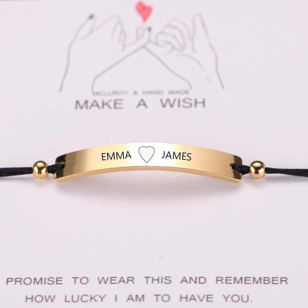 Personalized Rope & Stainless Steel 'MAKE A WISH'  Bracelet