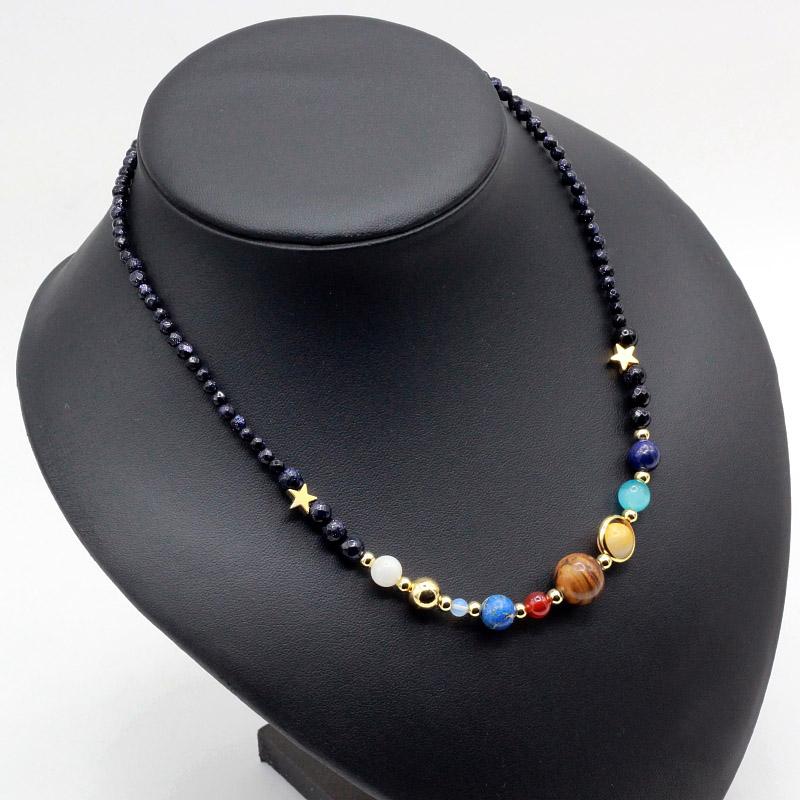 Galaxy and  Solar System Natural Stone Necklace