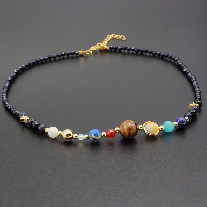 Galaxy and  Solar System Natural Stone Necklace