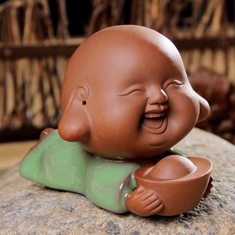 Seriously Happy Monk Tea Pet Figurine