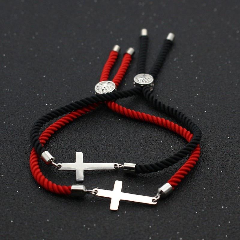 Stainless Steel Rope 'CONNECTION' Cross Bracelet