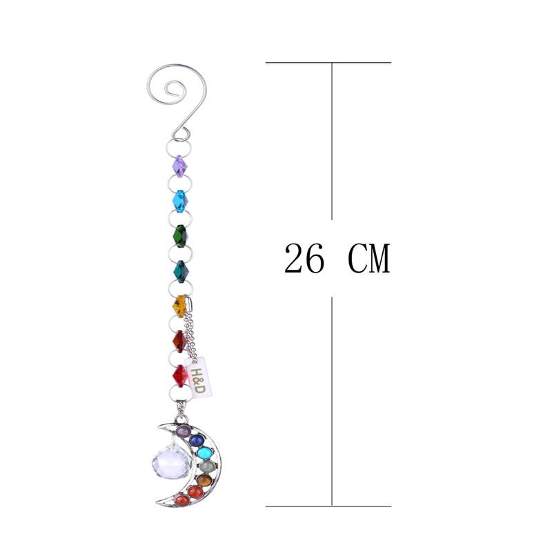 Hanging 7 Chakra Half Moon Crystal Suncatcher