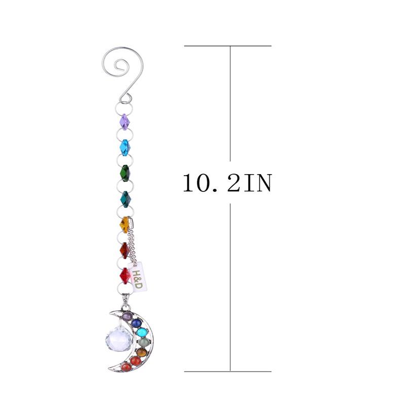 Hanging 7 Chakra Half Moon Crystal Suncatcher