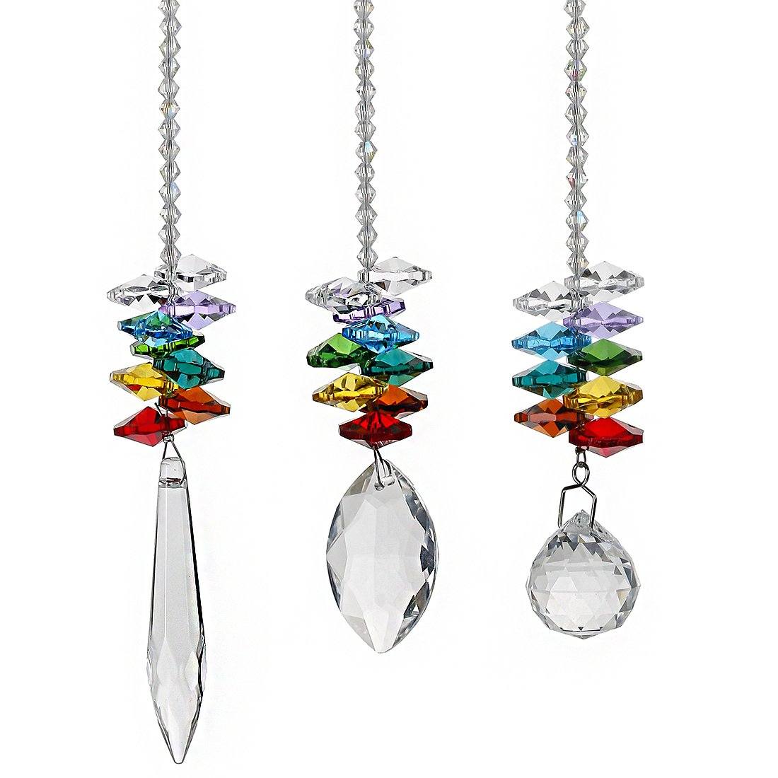 3pcs/set 7 Chakra Prism Crystal  Suncatcher