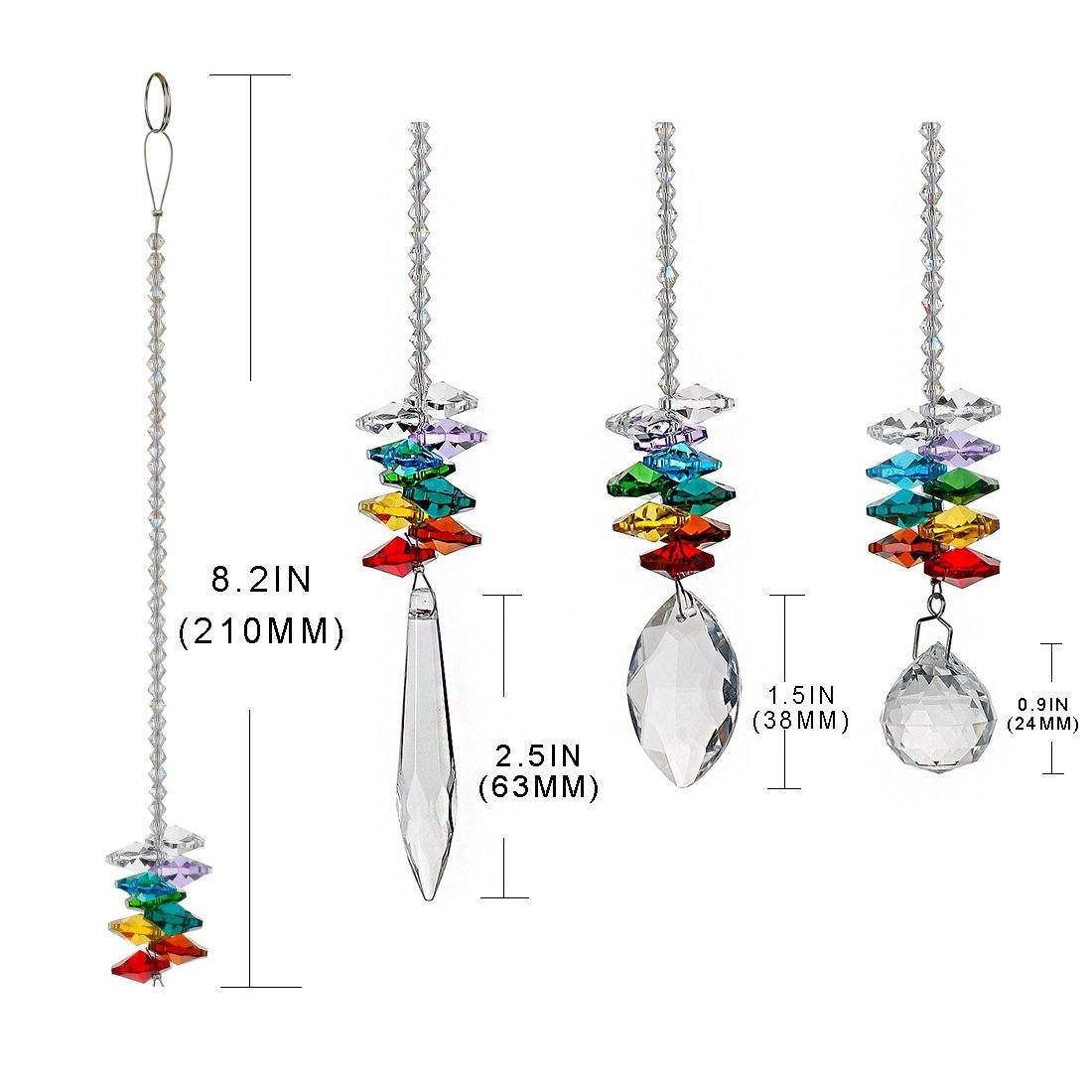 3pcs/set 7 Chakra Prism Crystal  Suncatcher