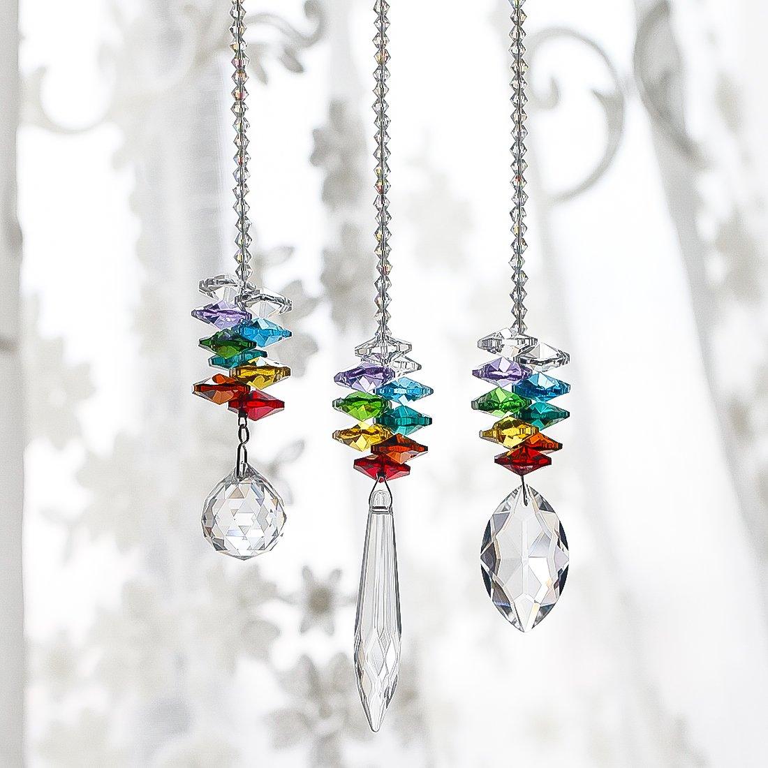 3pcs/set 7 Chakra Prism Crystal  Suncatcher