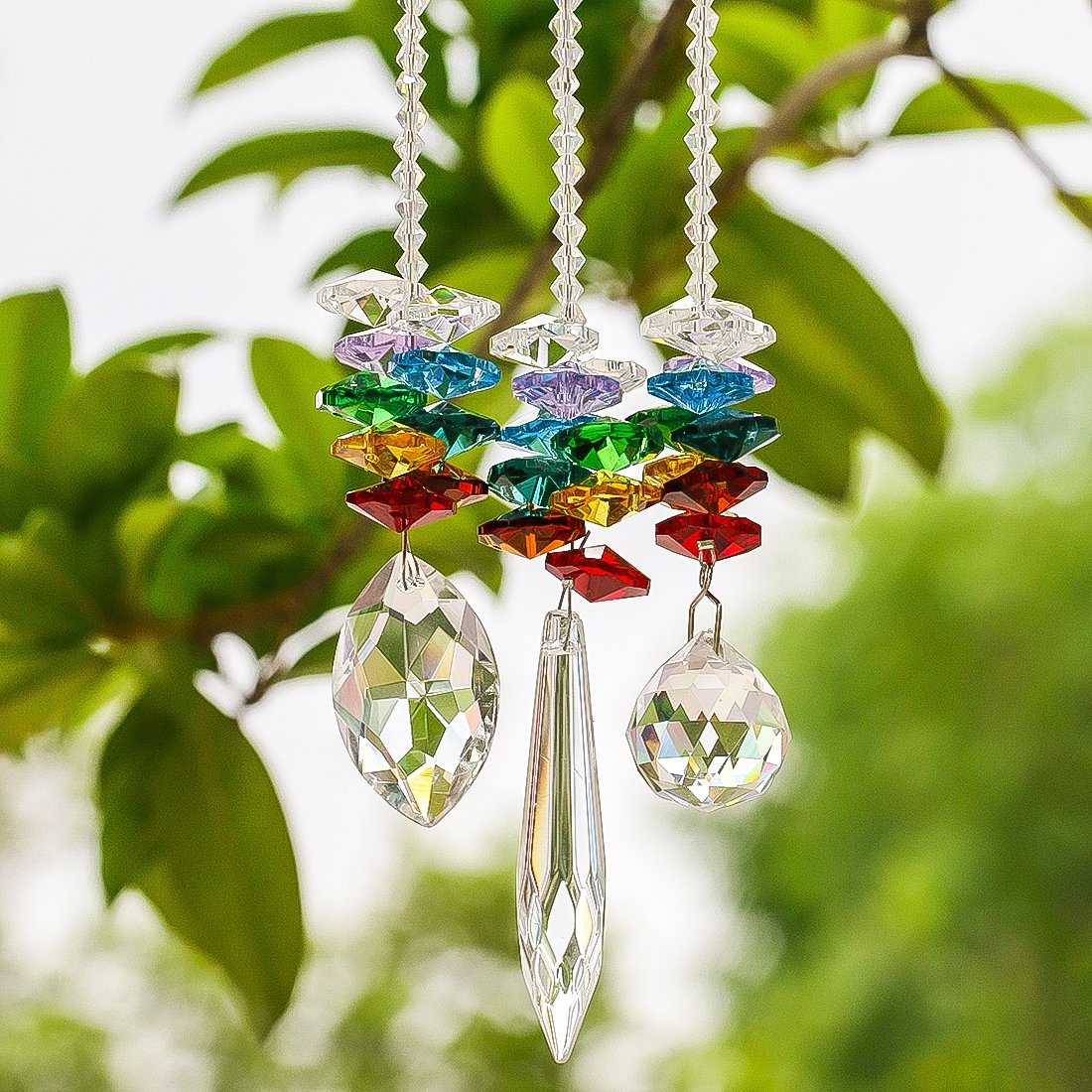 3pcs/set 7 Chakra Prism Crystal  Suncatcher