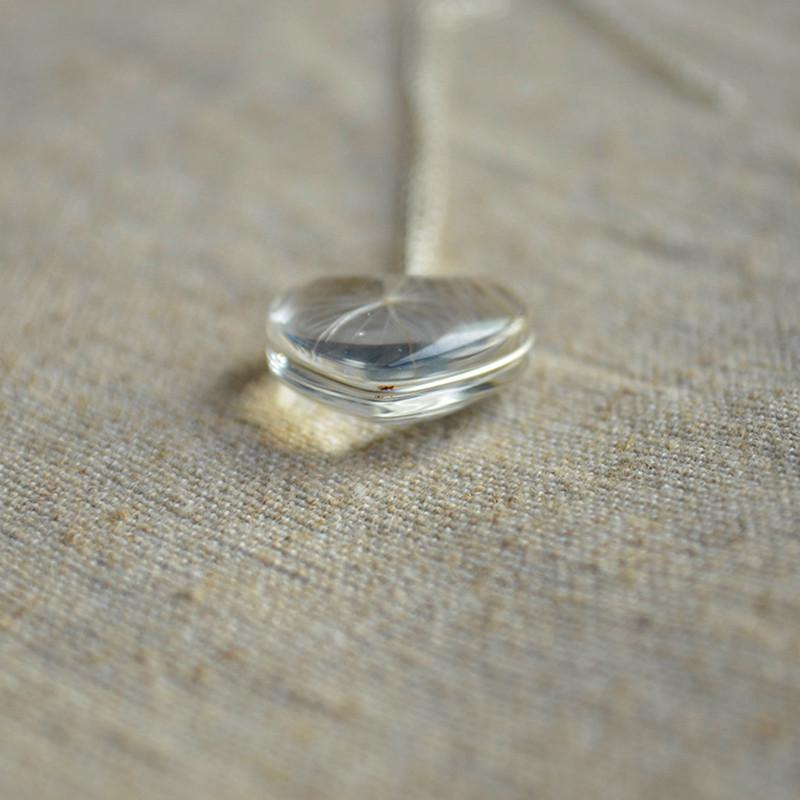 925 Sterling Silver Necklace Heart with Real Dandelion Seed