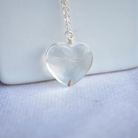 Thumbnail for 925 Sterling Silver Necklace Heart with Real Dandelion Seed