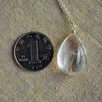 Thumbnail for 925 Sterling Silver Necklace Water Drop with Real Dandelion Seed