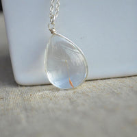 Thumbnail for 925 Sterling Silver Necklace Water Drop with Real Dandelion Seed