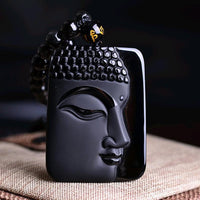 Thumbnail for Modern Style HandCrafted Obsidian Buddha Head Pendant Necklace