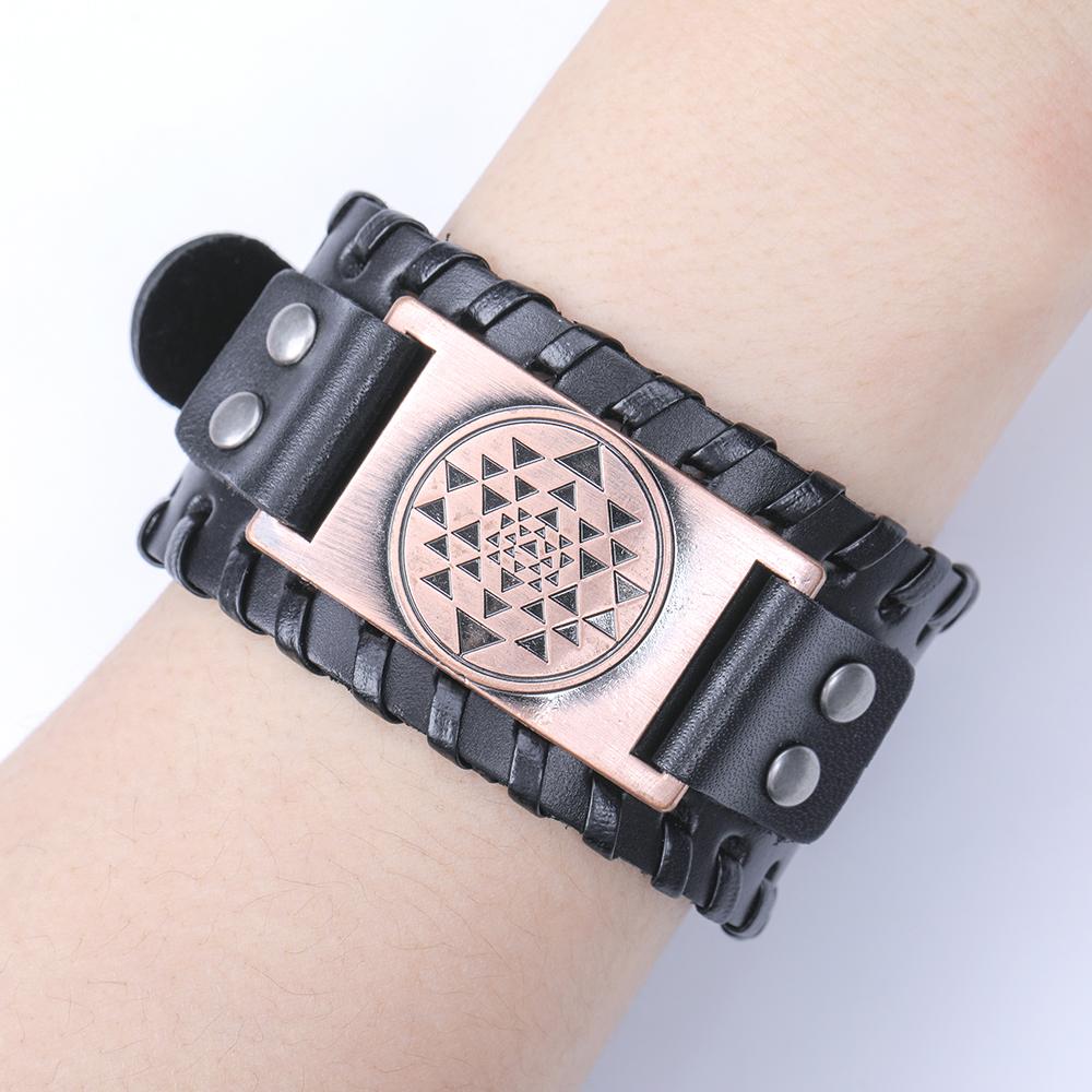 Sri Yantra Braided Leather Bracelet