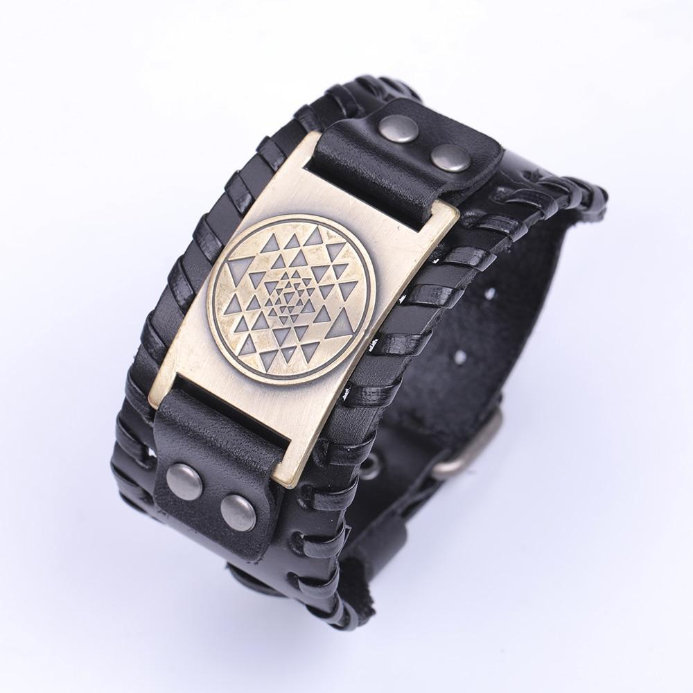 Sri Yantra Braided Leather Bracelet