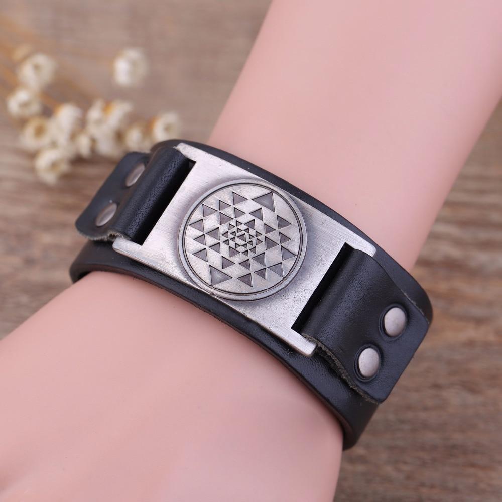 Sri Yantra Leather Bracelet