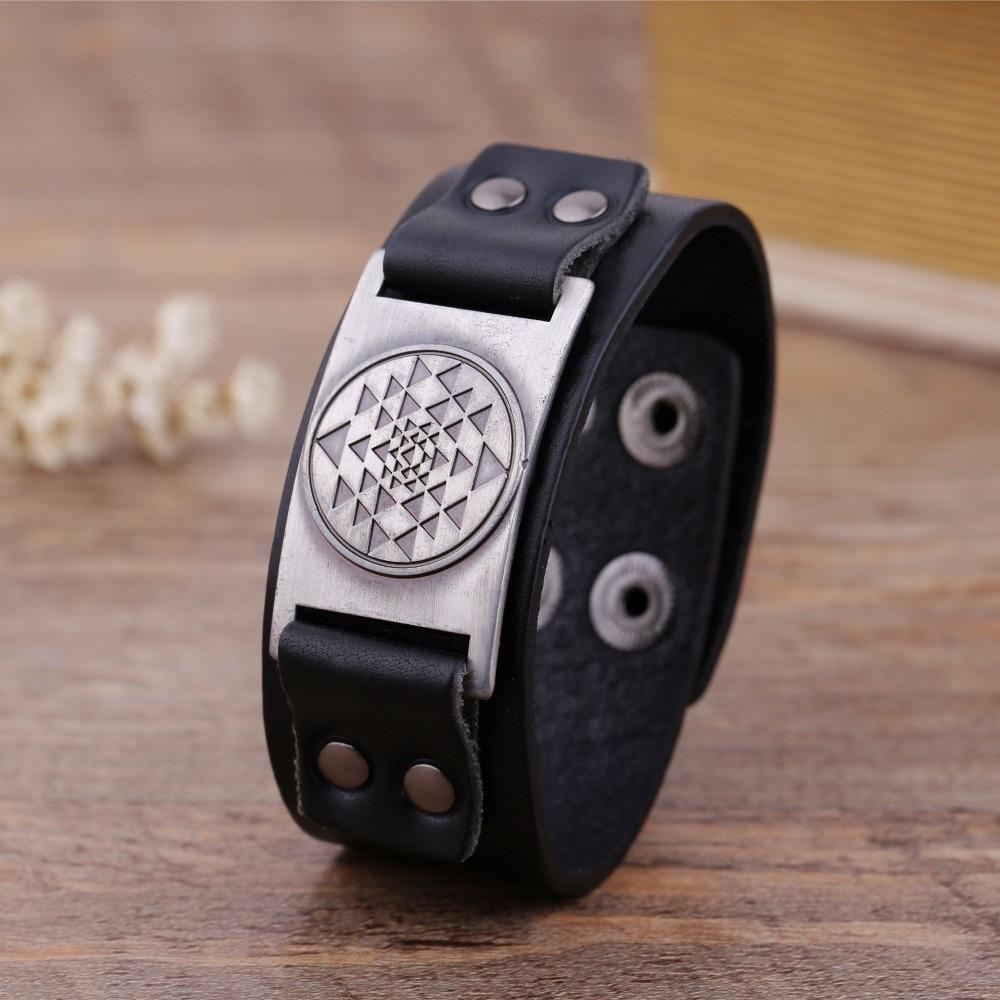 Sri Yantra Leather Bracelet