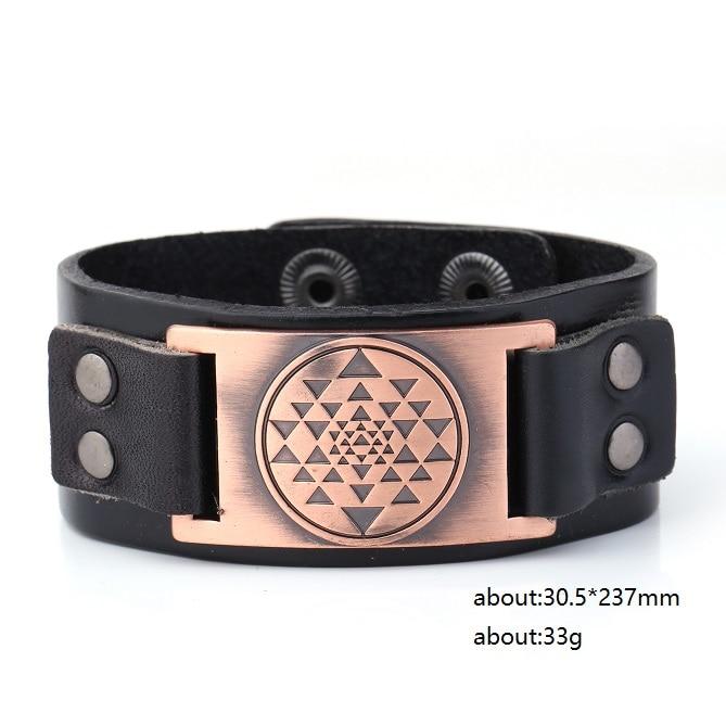 Sri Yantra Leather Bracelet