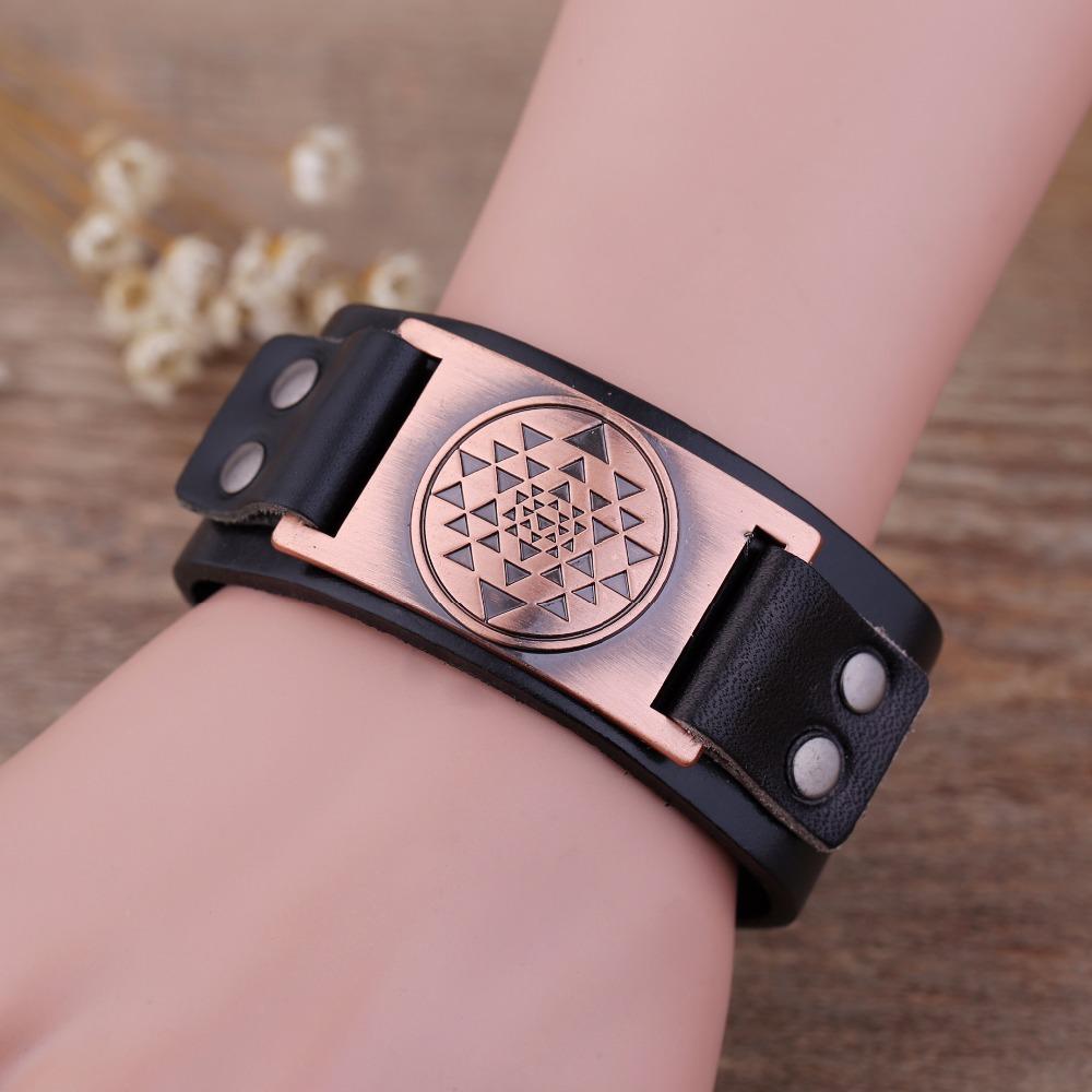 Sri Yantra Leather Bracelet