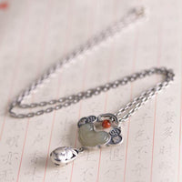 Thumbnail for THAI SILVER Auspicious Hetian Jade Ruyi Lock Necklace