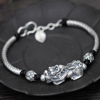 Thumbnail for THAI SILVER Feng Shui Pixiu & Lotus 'WEALTH' Bracelet