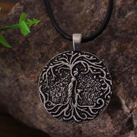 Thumbnail for Double Side Carved Mom &  Children FAMILY TREE of LIFE Necklace -Mom with 1-5 kids