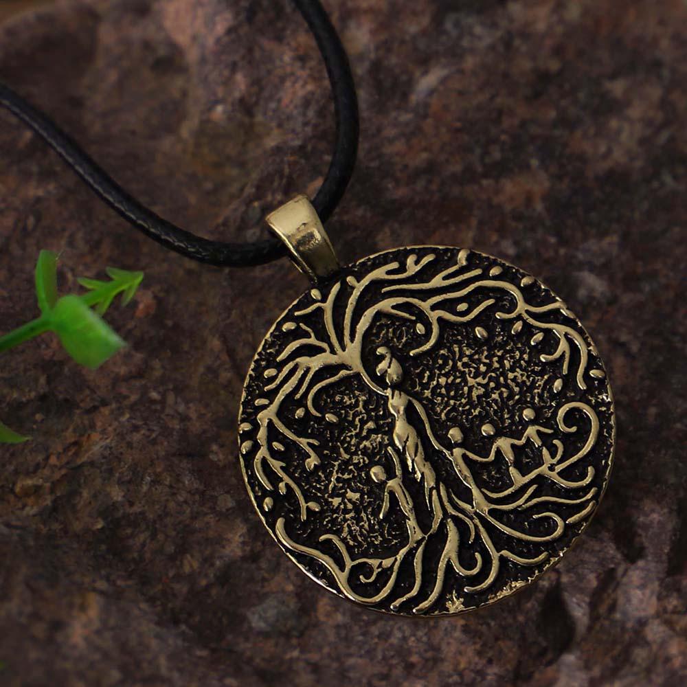 Double Side Carved Mom &  Children FAMILY TREE of LIFE Necklace -Mom with 1-5 kids