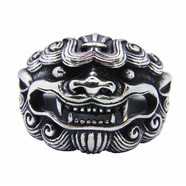 Stainless Steel Lucky Qilin Lion- GOOD OMEN Ring-US Sizes 7-13