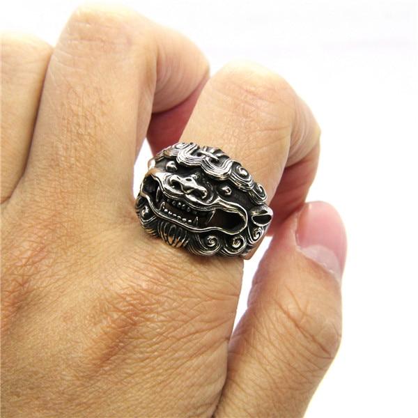 Stainless Steel Lucky Qilin Lion- GOOD OMEN Ring-US Sizes 7-13