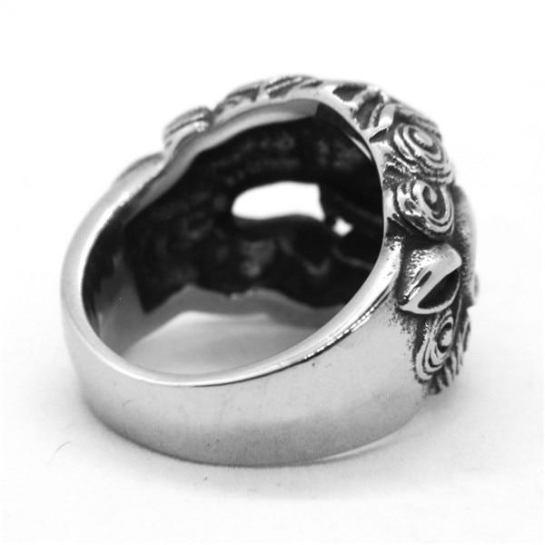 Stainless Steel Lucky Qilin Lion- GOOD OMEN Ring-US Sizes 7-13