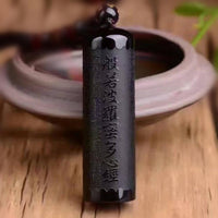 Thumbnail for Natural Black Obsidian Heart Sutra Safety  Guard Pendant