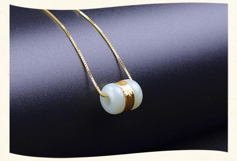 Nephrite Jade Pure Gold Foil Pendant 'LOVE YOURSELF' Necklace