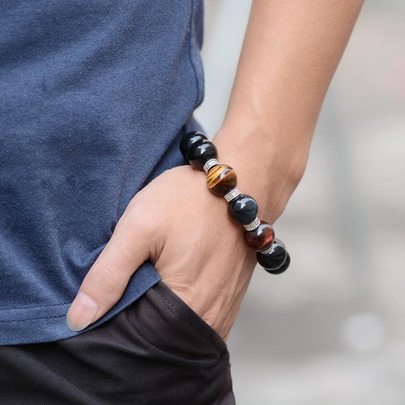 Natural Obsidian Tiger Eye Stone Grounding Bracelet