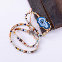 Thumbnail for Natural Lapis and Agate Stone Leather Wrap Bracelet