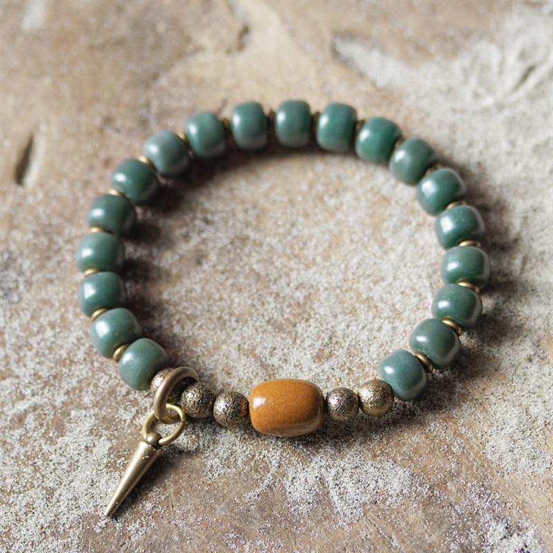 Ethnic Tibetan 'Bodhi Seeds' Prayer Beads & Copper Bracelet