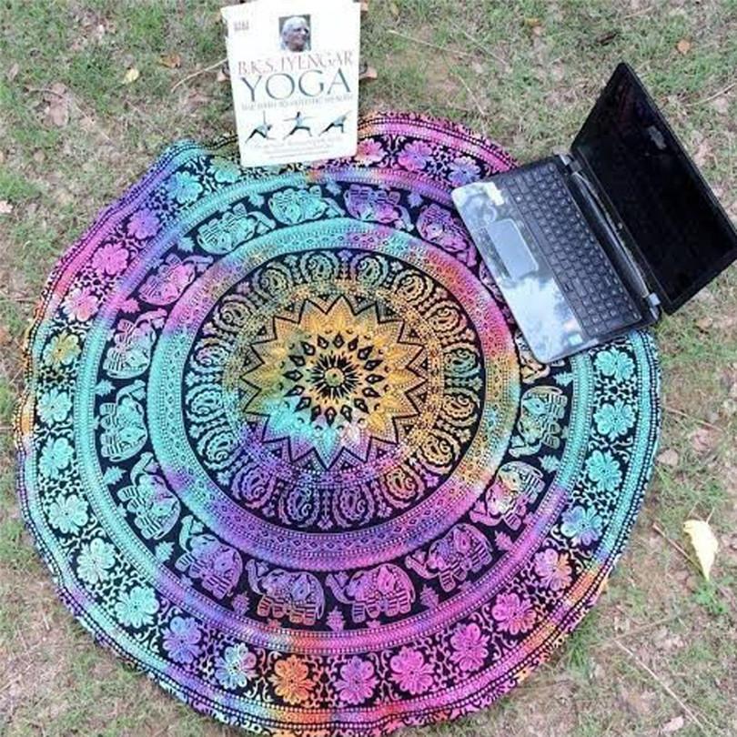 Tie Dye Indian Elephant Beach/Yoga Mandala Tapestry