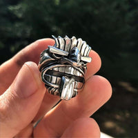 Thumbnail for Stainless Steel Maori Mythology Totem Warrior Design Men's Ring-US Sizes 8-13