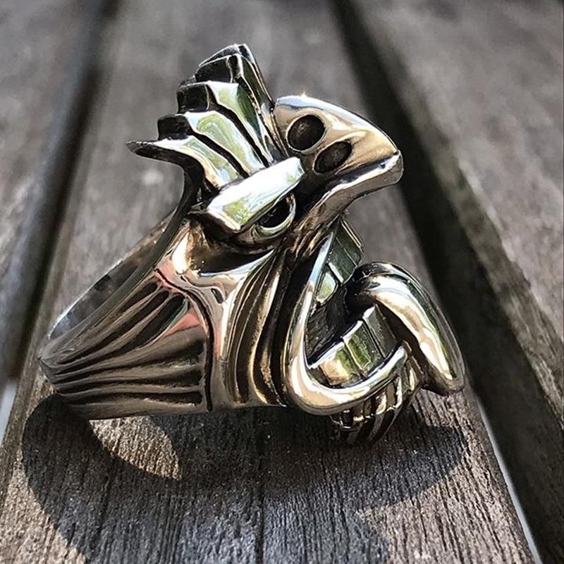 Stainless Steel Maori Mythology Totem Warrior Design Men's Ring-US Sizes 8-13