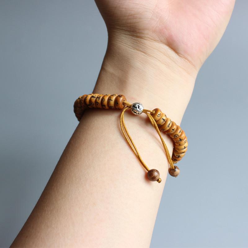 Natural Retro Cross Yak Bone Tibtan Buddhist Hand Braided Bracelet