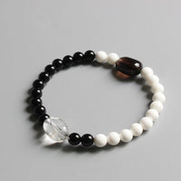 Thumbnail for Black Obsidian & White Mother of Pearl Beads Yinyang Bracelet