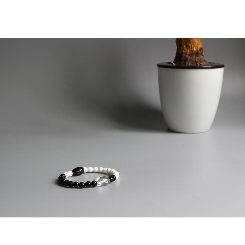 Black Obsidian & White Mother of Pearl Beads Yinyang Bracelet