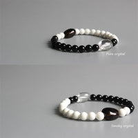 Thumbnail for Black Obsidian & White Mother of Pearl Beads Yinyang Bracelet