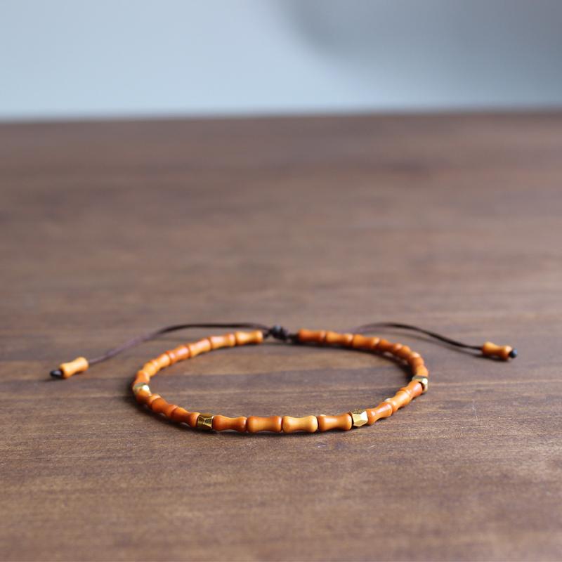 Slim Hand-carved Natural Olive Nut Bracelet