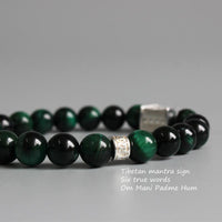 Thumbnail for Green Cobra Eye Stone  Tibetan Buddhism Six True Words Charm Bracelet