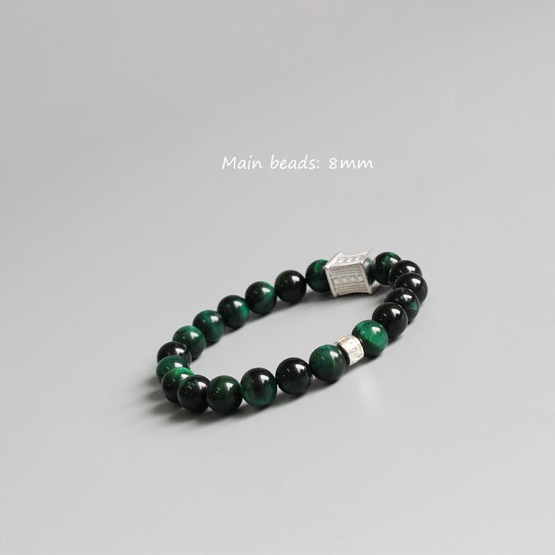 Green Cobra Eye Stone  Tibetan Buddhism Six True Words Charm Bracelet