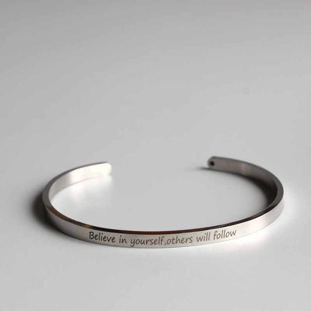 x_'NO MUD.. NO LOTUS"  Stainless Steel Inspirational Bangles.