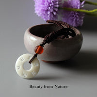 Thumbnail for Tibetan Buddhist Hand Carved TAGUA NUT OM Mantra Sign Pendant Necklace