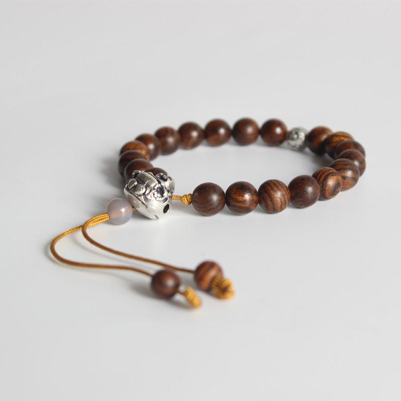 Tibetan Tiger Skin Wood with Langhing Buddha Charm