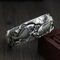 Thumbnail for Ethnic Thai Silver Dynamic Koi Carp Bangle